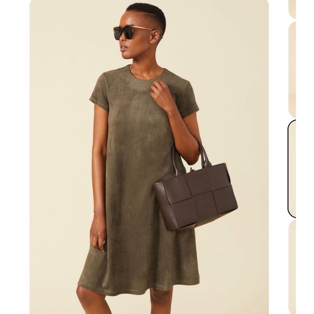 NWT  J.McLaughlin
Faux Suede Crew Neck Cap Sleeve Swing Dress